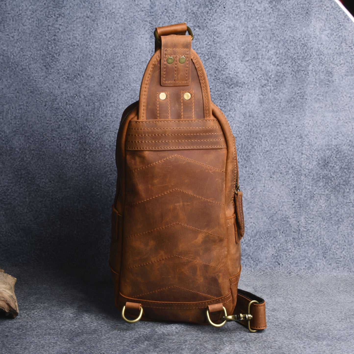 Men's Leather Genuine First Layer Cowhide Personalized Men's Chest Bags