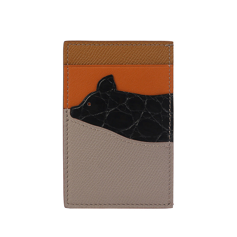Zodiac Crocodile Sheepskin Hand Sewing Multiple Card Holder