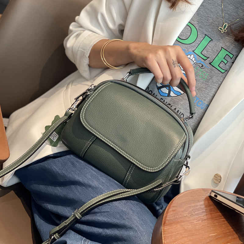 Women's Leather Fashionable Large Capacity First Layer Shoulder Bags