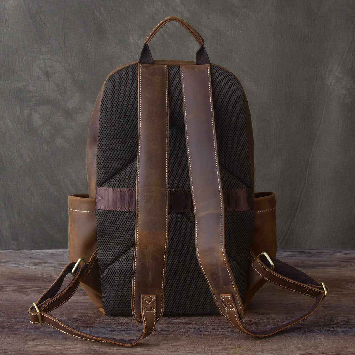 Men's Leather Retro Trendy Crazy Horse Leisure Backpacks
