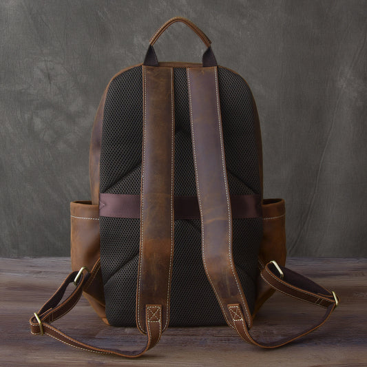 Men's Leather Retro Trendy Crazy Horse Leisure Backpacks
