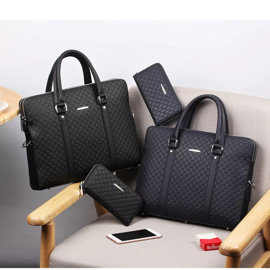 Men's Embossed Letter Synthetic Leather Business Horizontal Men's Briefcases