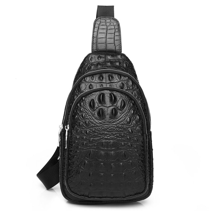 Men's Crocodile Pattern Genuine Leather Top Layer Men's Chest Bags