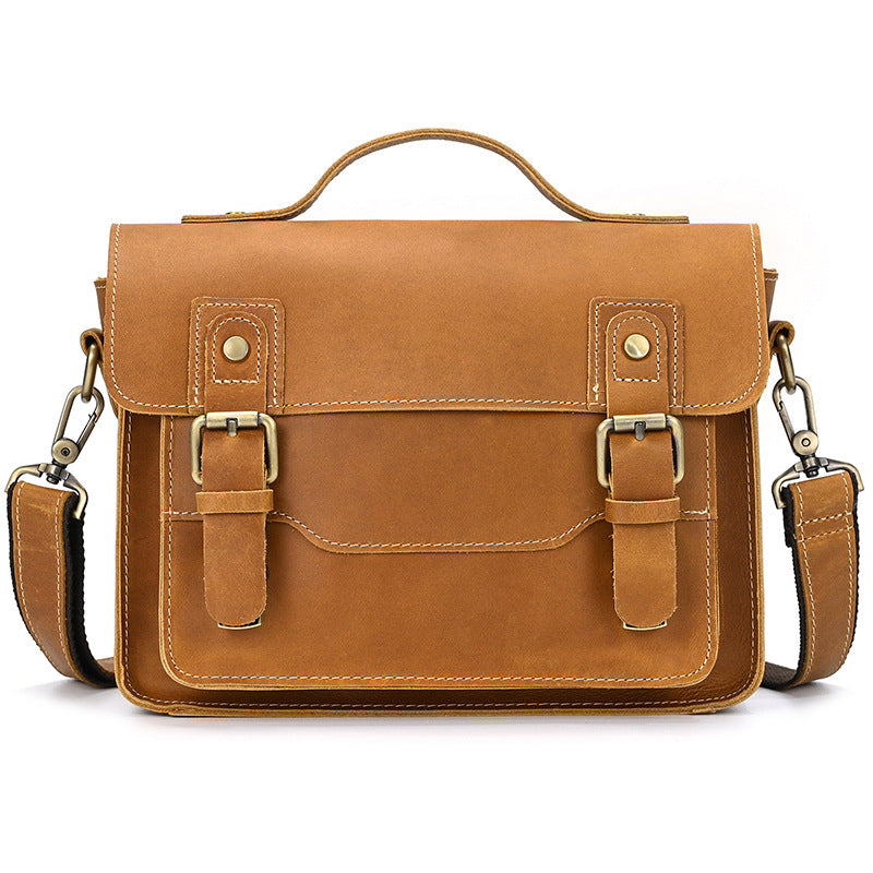 Men's Crazy Horse Vintage First Layer Cowhide Men's Shoulder Bags