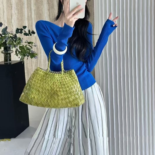 Women's Retro Hand-woven Niche Vegetable Basket Large Handbags