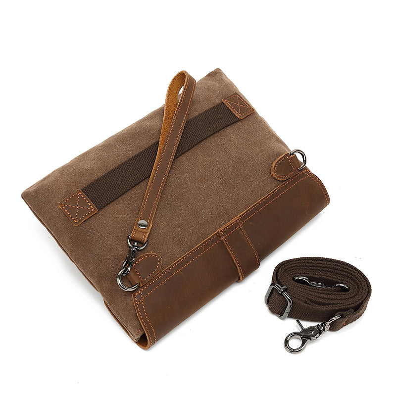Men's Retro Leather Envelope Tide Waterproof Canvas Bags