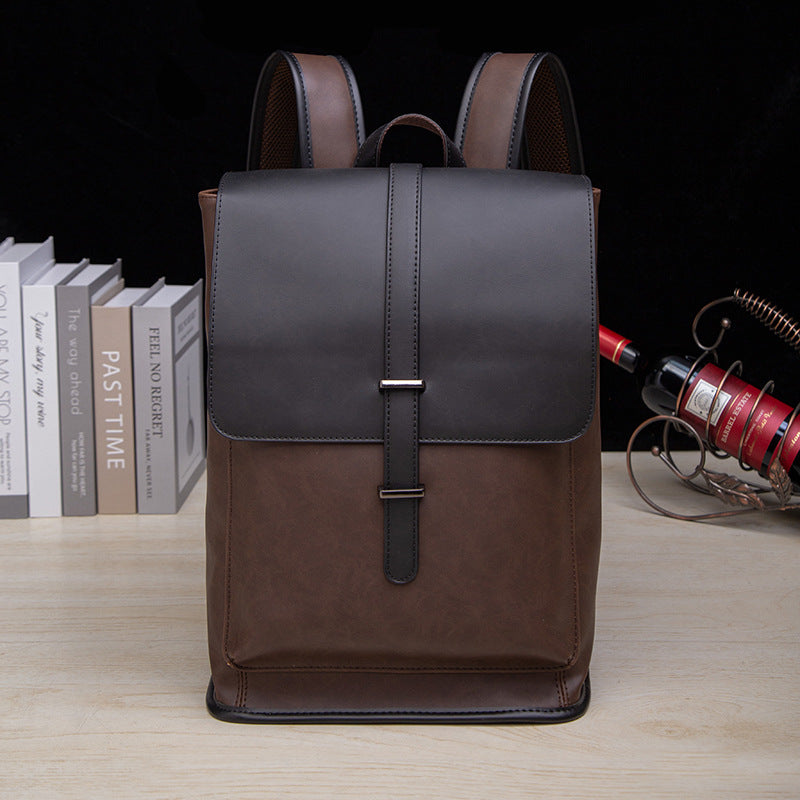 Men's Korean Style Leather Fashion Trendy Retro Backpacks