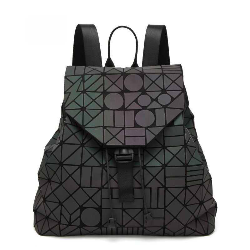 Women's Luminous Colorful Geometric Fashion Folding Rhombus Backpacks