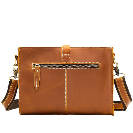 Men's Horizontal Crazy Horse Leather Clutch Vintage Men's Shoulder Bags