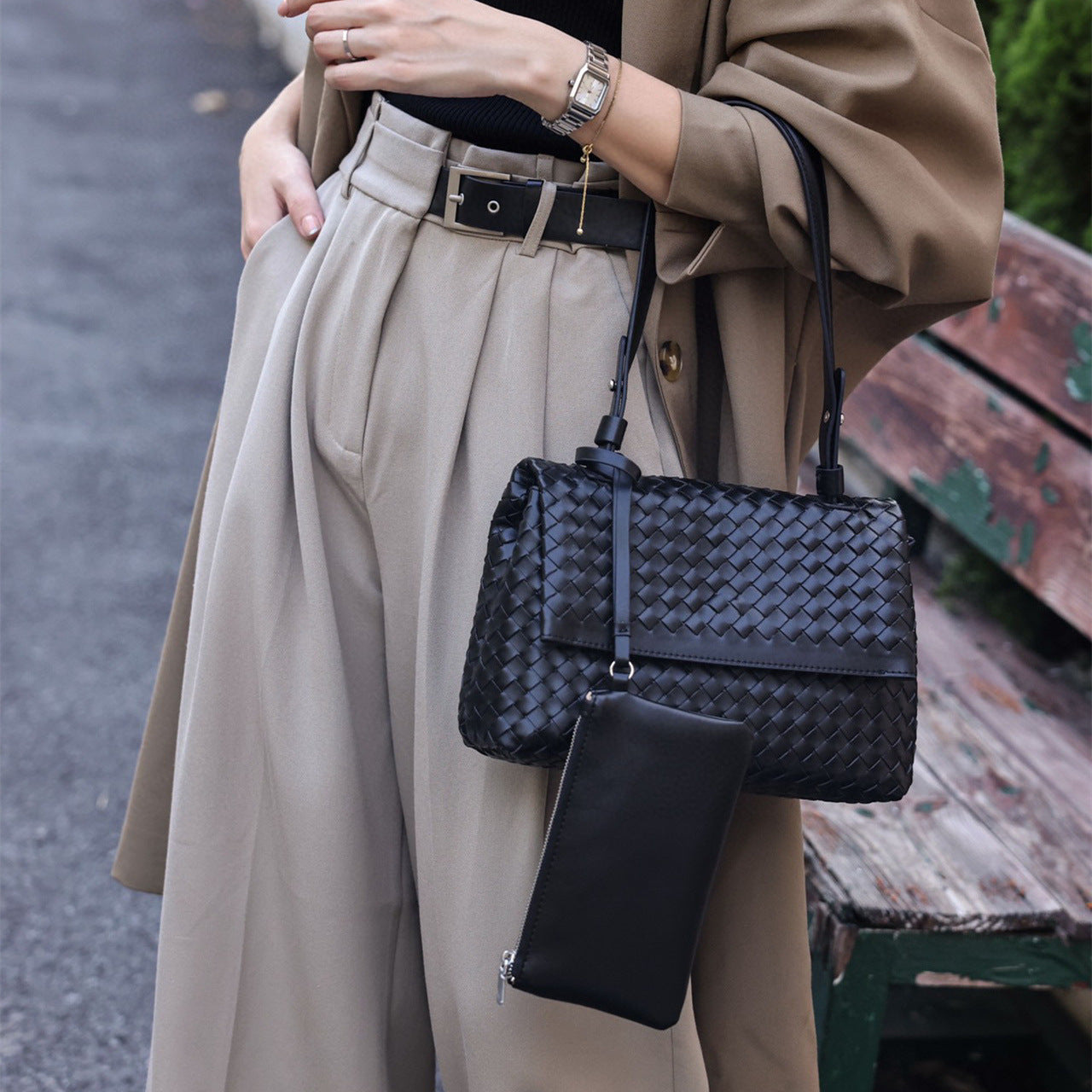 Women's Leather Handmade Woven High Sense Cowhide Crossbody Bags