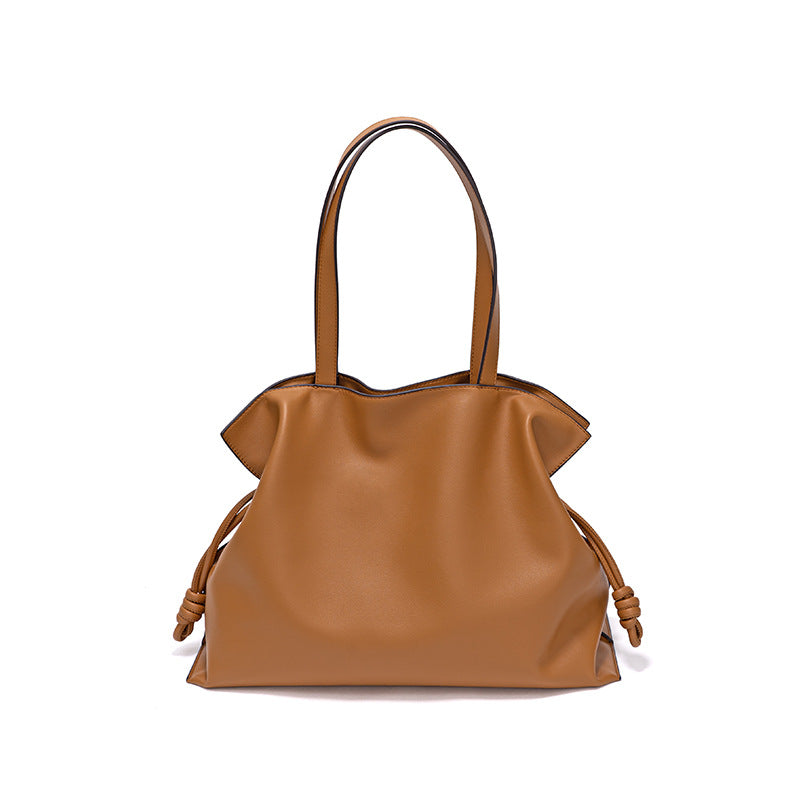 Women's Totes Commuter High-grade Cowhide Pleated Drawstring Tote Bags