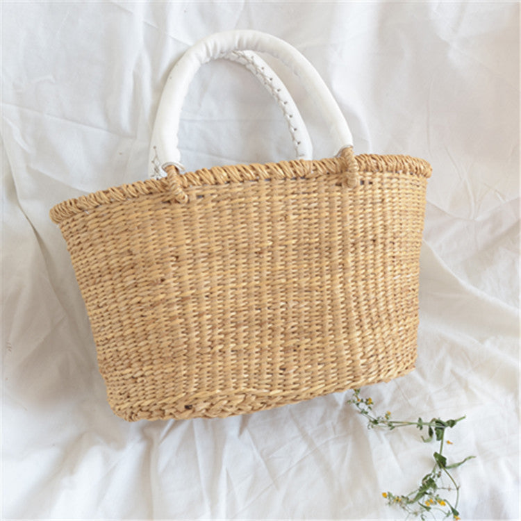 Women's Classic Charming Simple Leather Straw Handbags