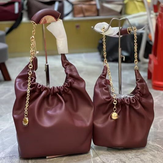 Popular Home Garbage Pleated Soft Cowhide Bags