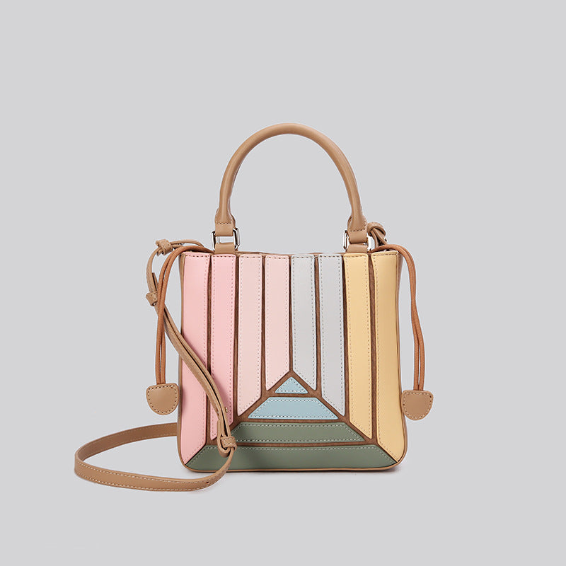 Women's Trendy Fashionable Color Contrast Patchwork Pleated Crossbody Bags