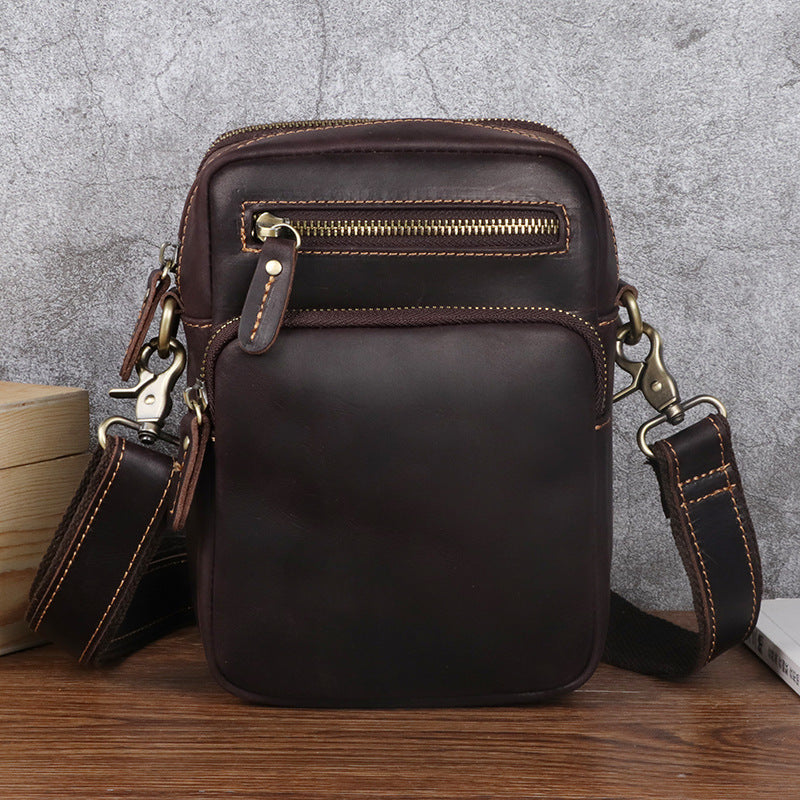 Men's Vertical First Layer Cowhide Vintage Men's Shoulder Bags