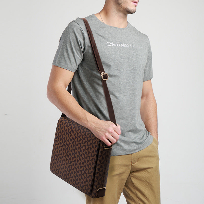 Men's Plaid Vertical Flip Fashion Large Capacity Men's Shoulder Bags