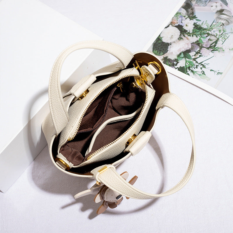 Women's High Sense Vegetable Basket Cowhide Texture Shoulder Bags