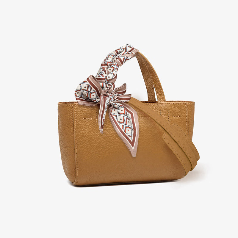 Women's First Layer Cowhide Simple Leather Lychee Pattern Shoulder Bags