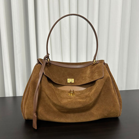 Women's Suede Large Capacity Commuter Portable Underarm Tote Bags