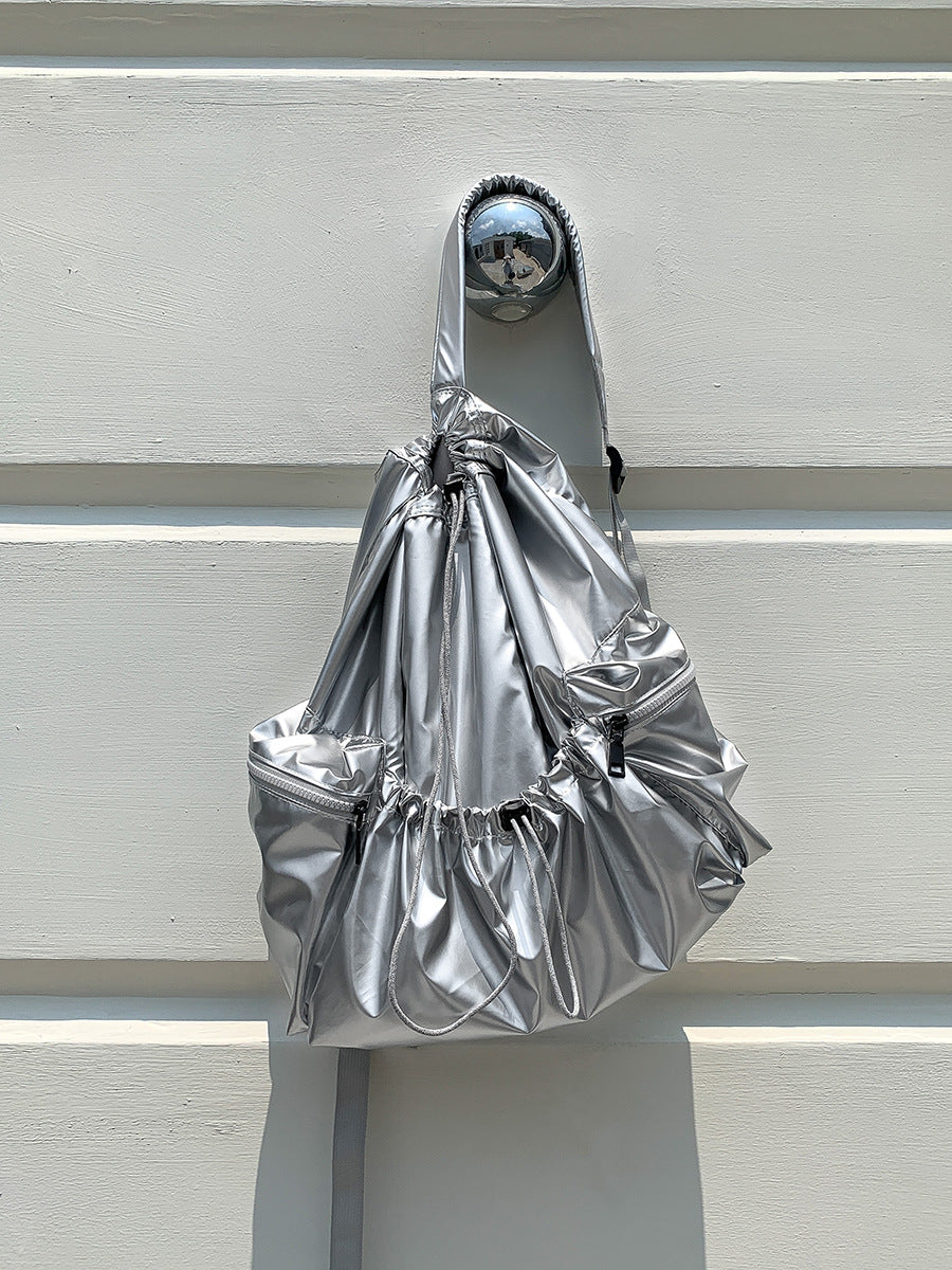 Women's Sier Lightweight Design Drawstring Ruffle Large Backpacks