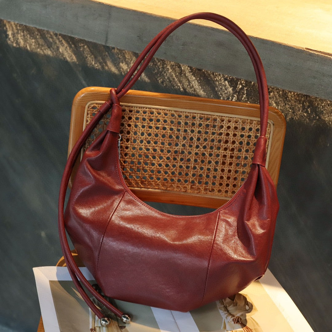Women's Croissant Genuine Leather Underarm Commuter Large Shoulder Bags