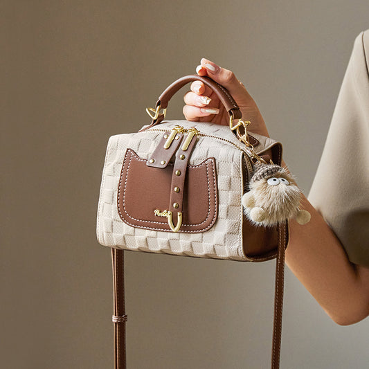 Women's Summer Boston Pillow Genuine Leather Handbags