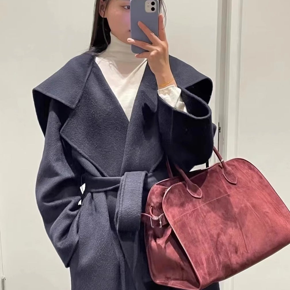 Elegant Suede Cowhide Commuter Texture Leather Handbags