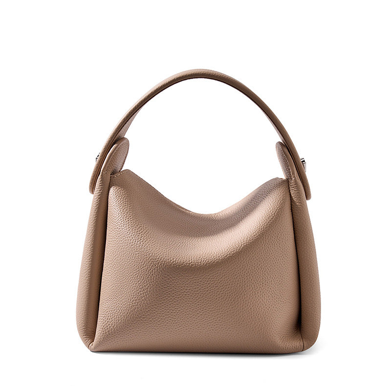 Cowhide Leather Soft Smoke Female Niche Tote Bags