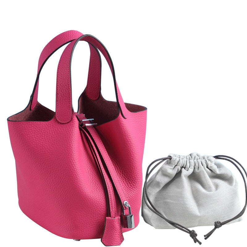 Women's Lychee Pattern First Layer Cowhide Vegetable Handbags