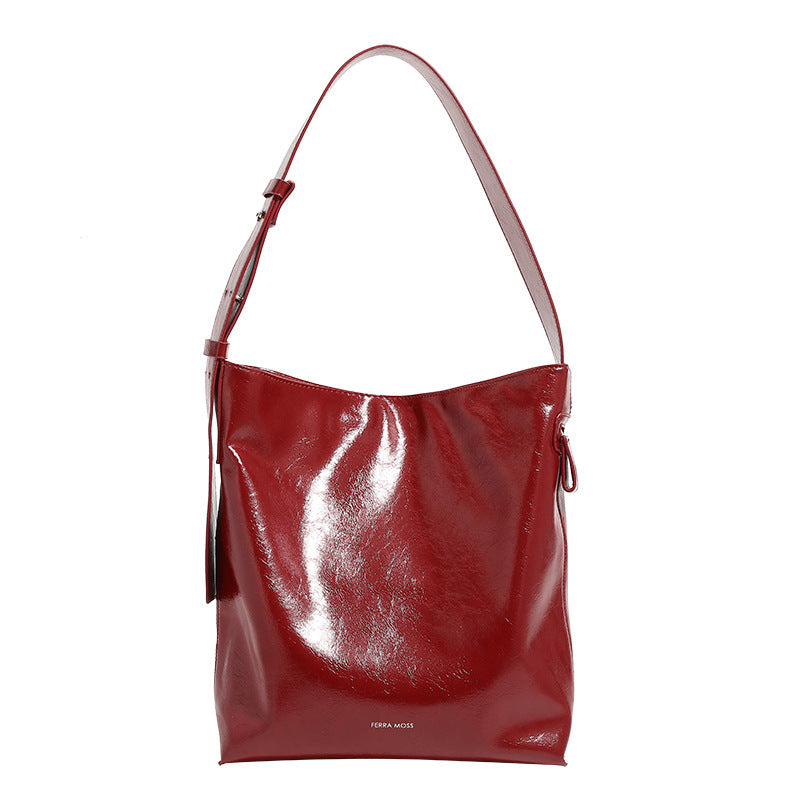 Design Oil Wax Leather Hobo Red Tote Bags