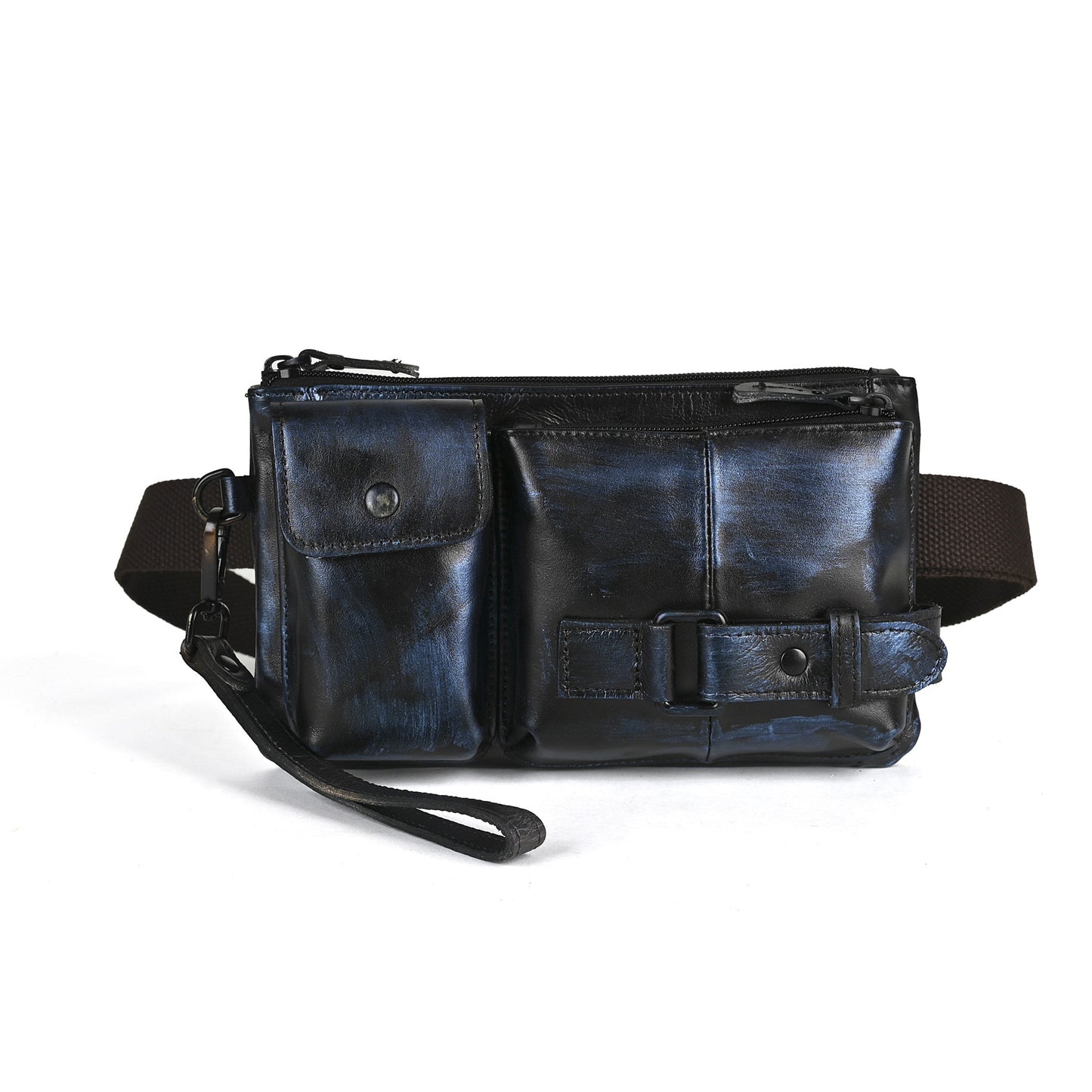 Men's First Layer Vegetable Tanned Leather Cowhide Trendy Men's Chest Bags
