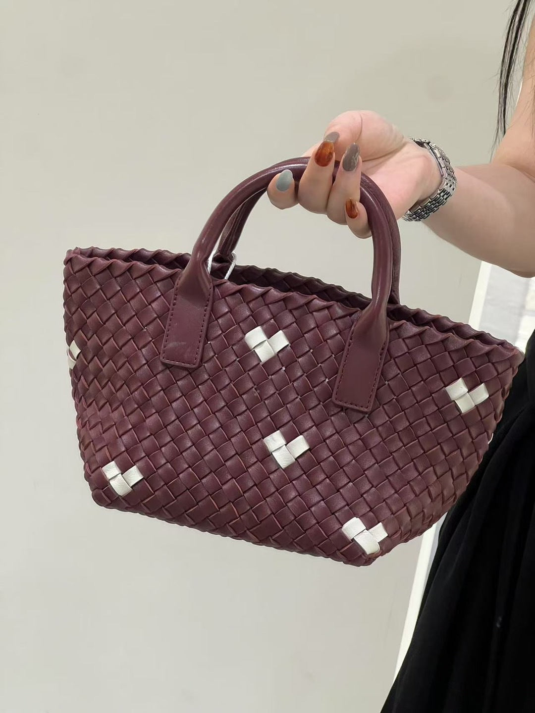 Women's Fashion Sheepskin Hand-woven Vegetable Basket Genuine Crossbody Bags