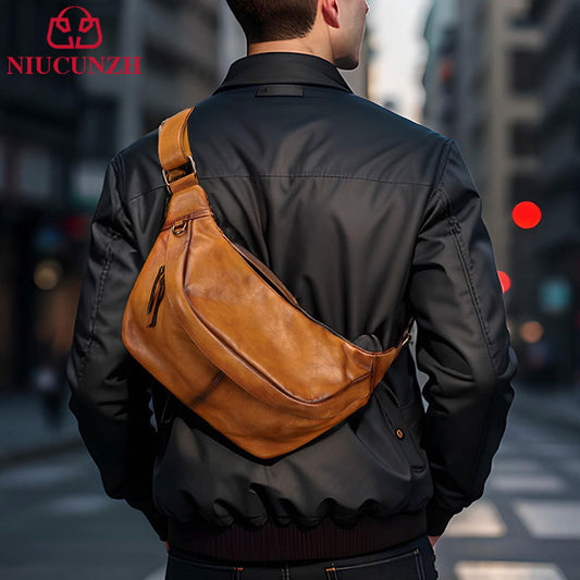 Men's Cattle Leather Large Capacity Convenient Multifunctional Men's Waist Packs