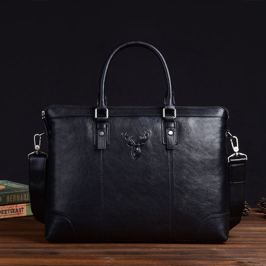 Men's Layer Tree Height Vegetable Tanning Leather Men's Briefcases
