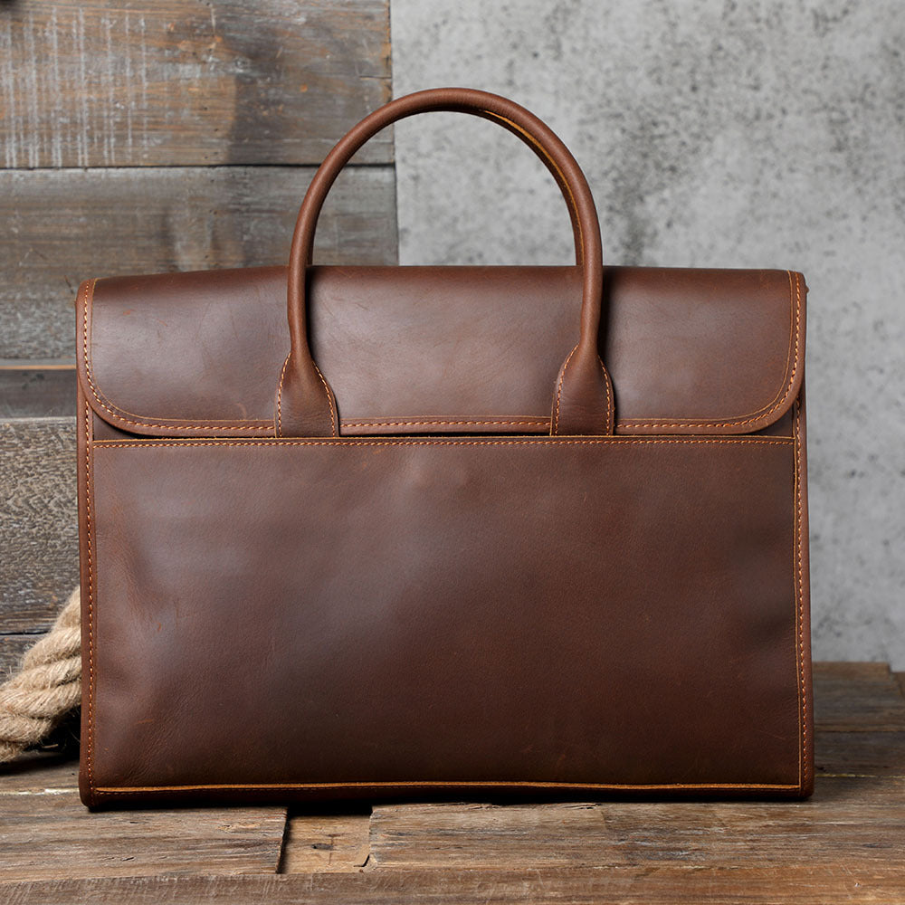 Men's Retro First Layer Cowhide Leather Crazy Men's Handbags