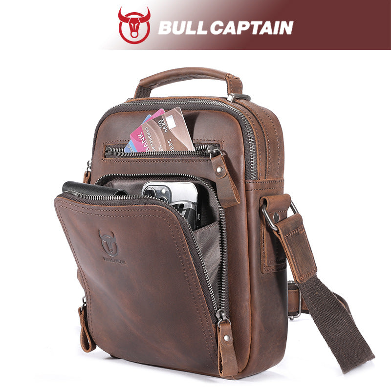 Men's Bull Captain Retro Crazy Horse Leather Bags