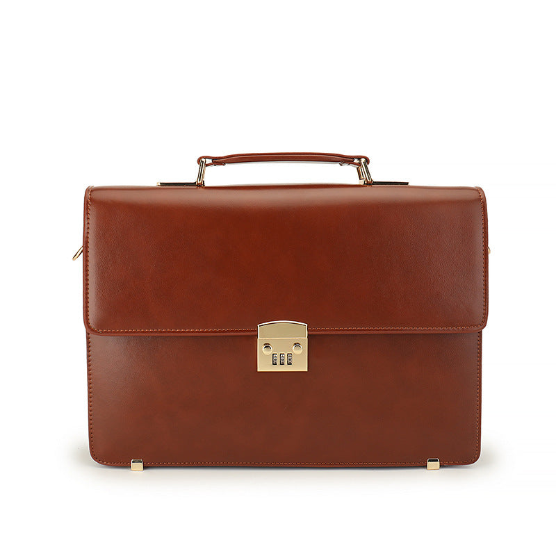 Men's Business Light Luxury Password Genuine Leather Men's Briefcases