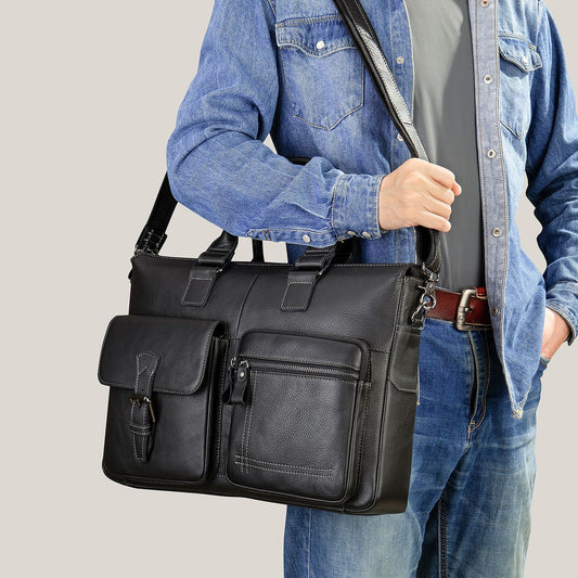 Men's Leather Computer Large Capacity First Layer Men's Briefcases
