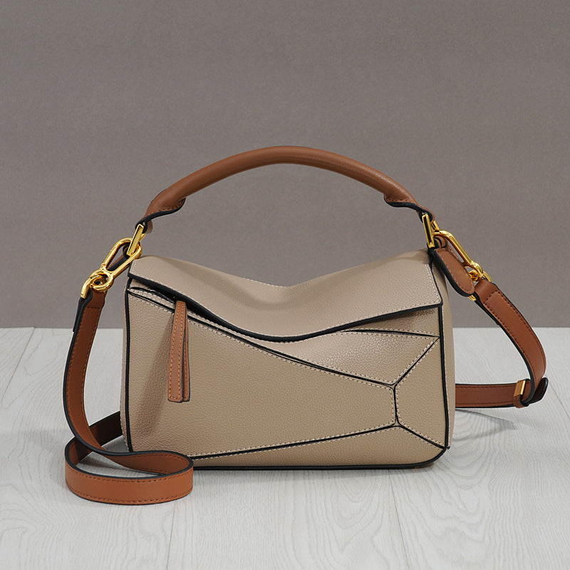 Women's Genuine Leather Geometric Size Rhombus Hand Crossbody Bags