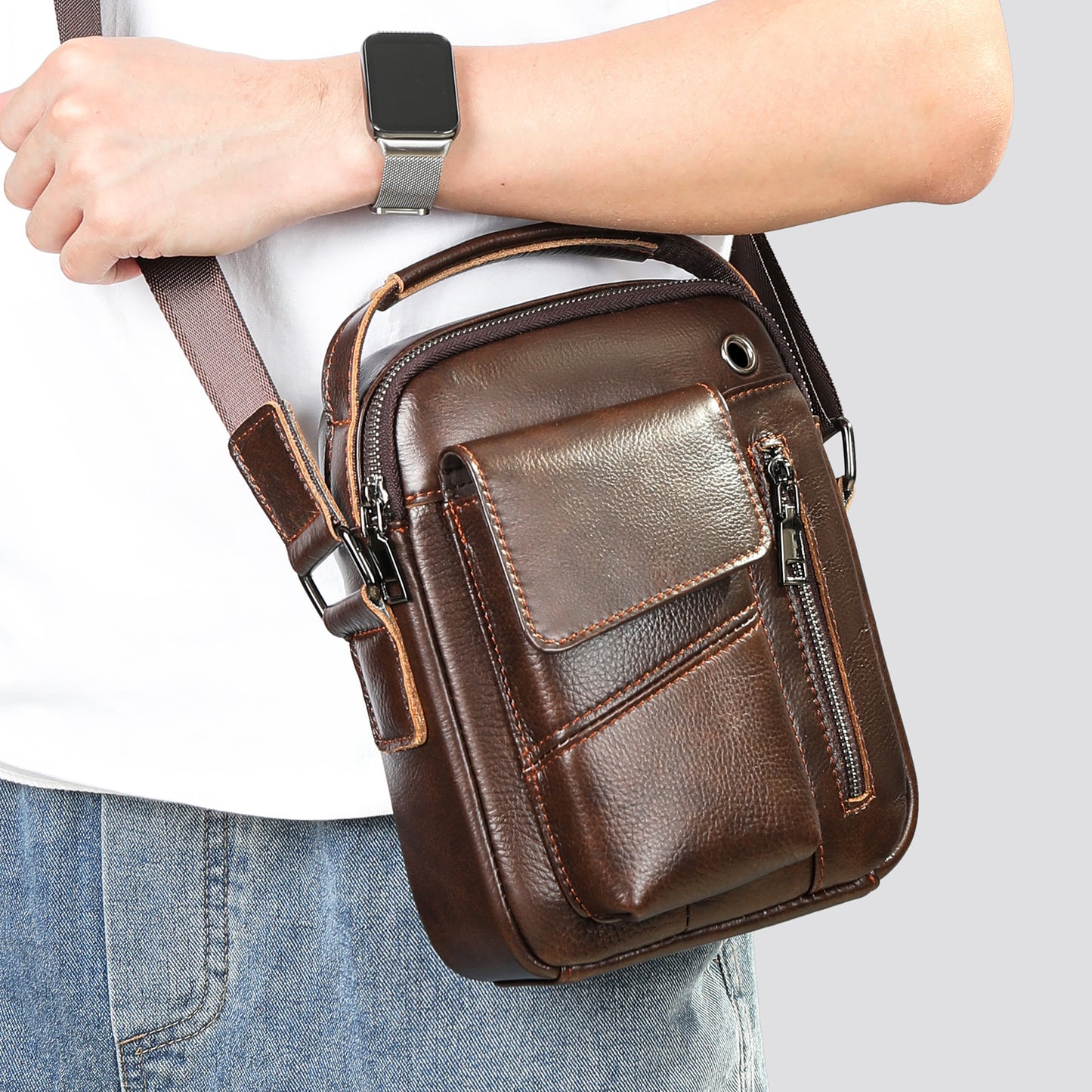 Men's Layer Cowhide Light Luxury Business Commute Men's Messenger Bags