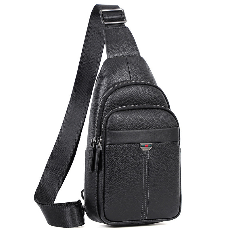 Men's First Layer Cowhide Simple Trendy Men's Chest Bags