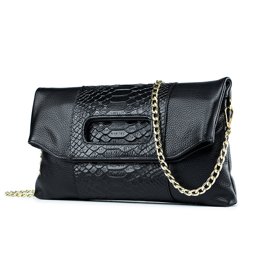 Women's Folding Envelope Clutch Leather Versatile Cowhide Shoulder Bags