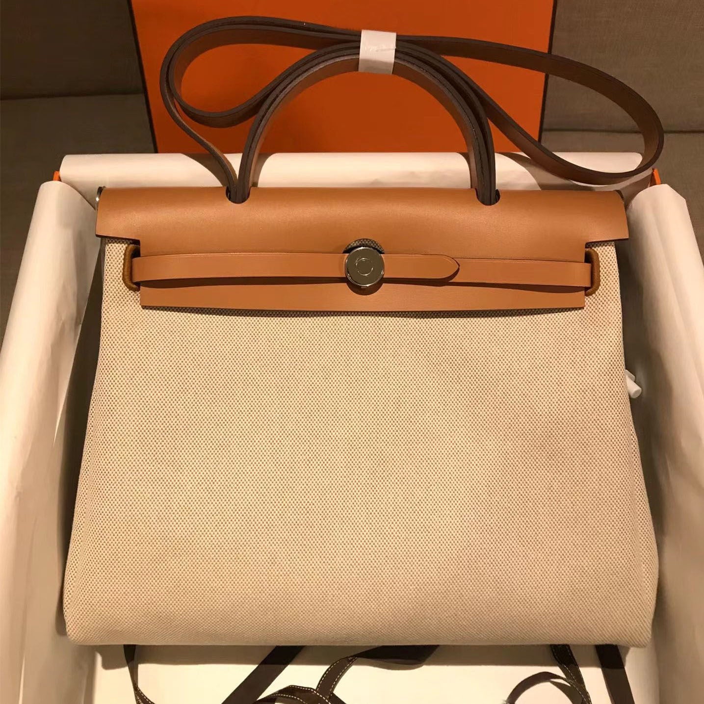 Handmade Wax Line Genuine Leather Inner Seam Tote Bags