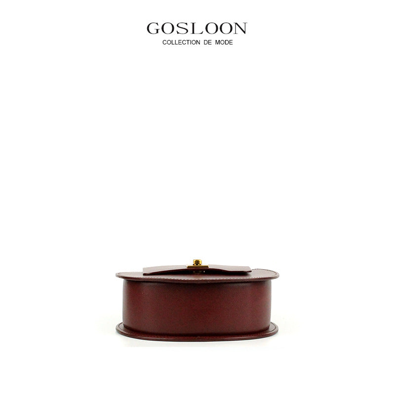 Gu Design Thick Cowhide Round Pie Crossbody Bags