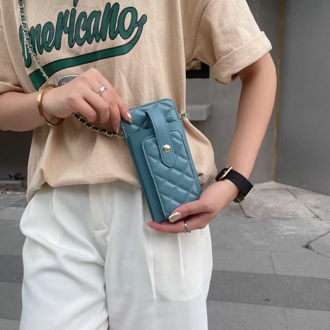 Women's Soft Sheepskin Classic Style Perfect Chain Phone Bags