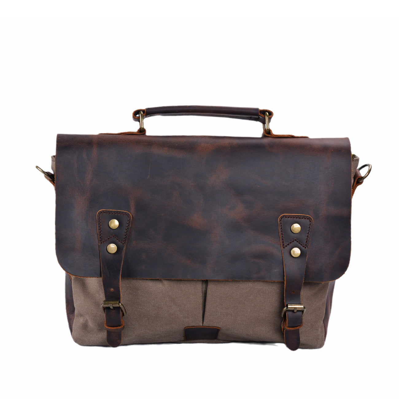 Men's Canvas Crazy Horse Leather Cross Retro Men's Messenger Bags