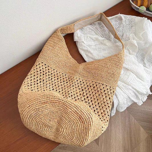 Women's Woven Packing Straw Large Capacity Totes Bucket Bags