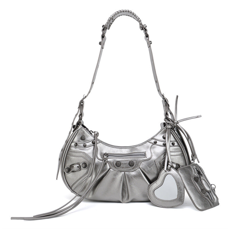 Motorcycle Three-in-one Crocodile Rivet Underarm Selenodont Shoulder Bags