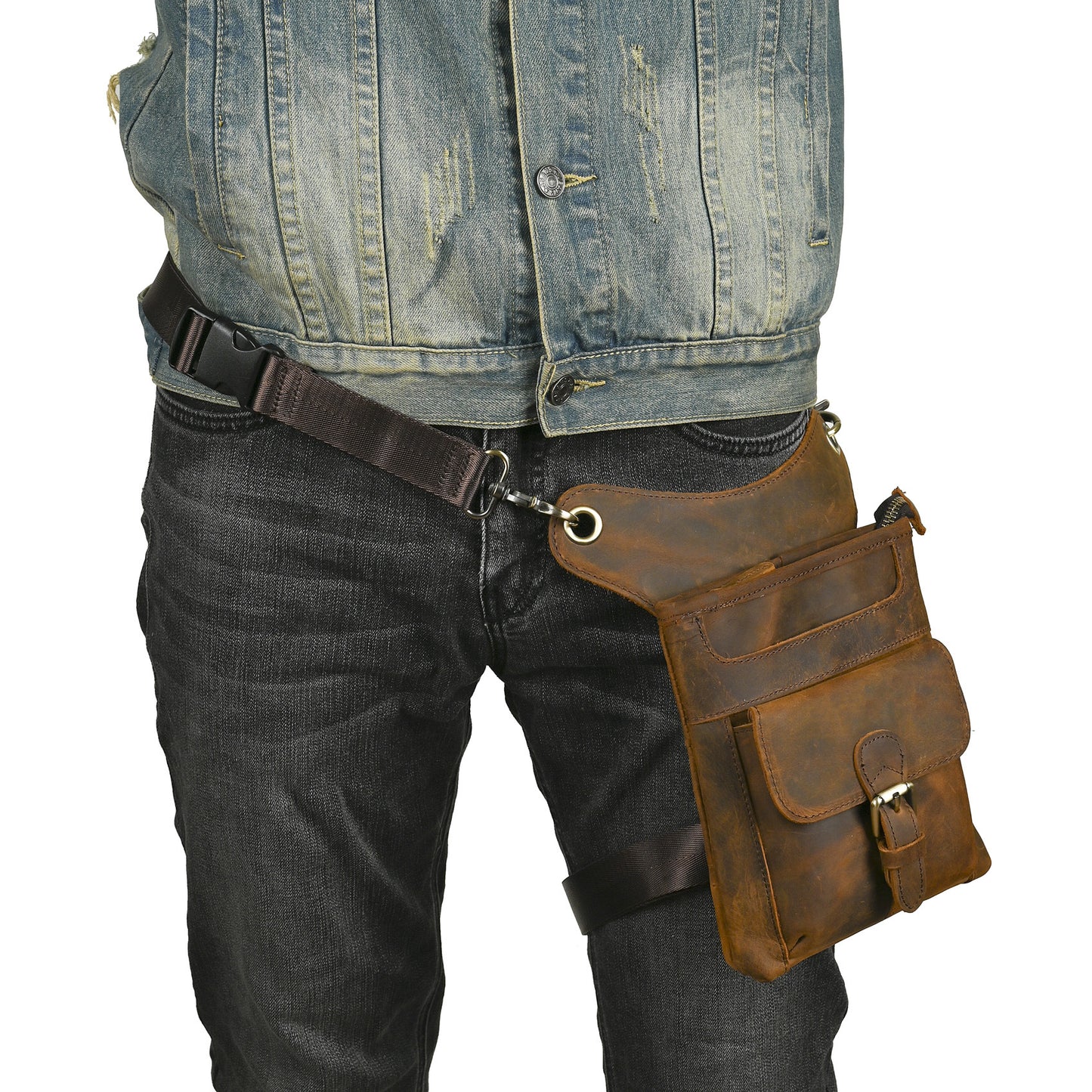 Men's Layer Oil Waxed Leather Cowhide Euro Trendy Men's Chest Bags