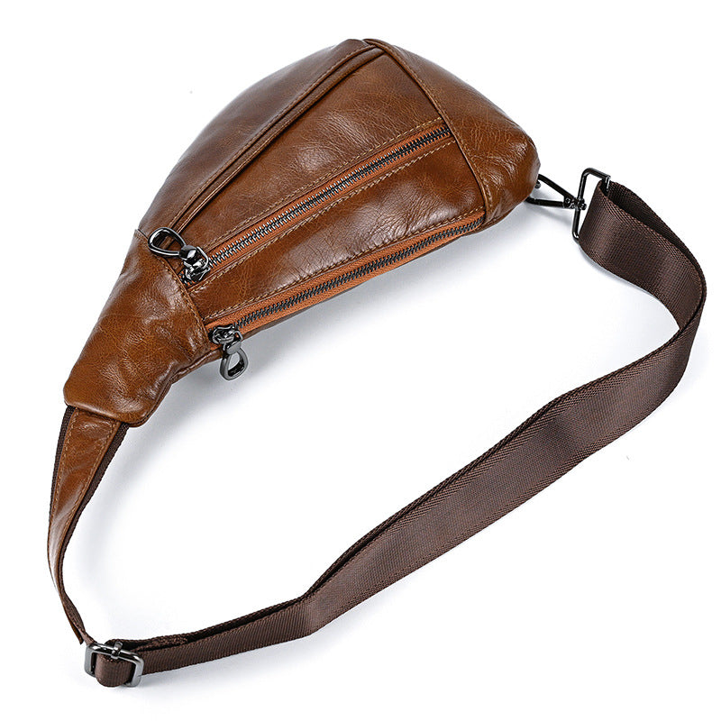 Men's Creative Fashion Leather First Layer Cowhide Men's Chest Bags